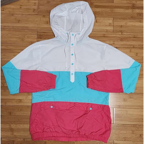 Columbia PFG Harborside Windbreaker Rain Jacket Women's S Snap Button Multicolor - Picture 1 of 10